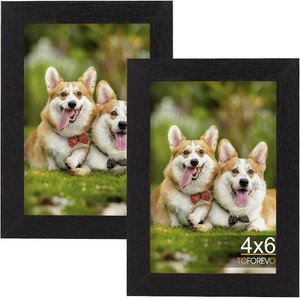 TOFOREVO 4x6 Picture Frames Set of 2, Black  Wood Grain Design, Wall Mounting or Tabletop Display, for Christmas Mothers Day Fathers Day birthday