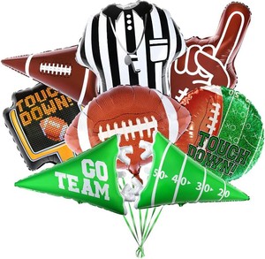 Football Shaped Foil Balloons, 8 Count, Touchdown Balloons for Football Game Tailgate Party Decorations