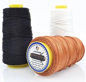 LUSTEMBER Heavy Duty Sewing Thread, 3 Rolls x 656 ft Extra Strong Upholstery Thread, Smooth Nylon Thread for Leather, Canvas, Outdoor Gear, Shoes (Black, White, Brown)