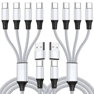 USB C Splitter Multi Charging Cable,USB AC to USB C QC 3.0 Fast Charging2Pack 4Ft, 4 in 2 Multi Charger Cord, with 4 Type-C Connectors Compatible with Cell Phones Tablets and More