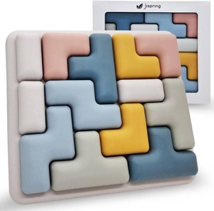 Jispring 100% Soft Silicone Dementia Activities for Seniors, Tetris Puzzles with 20 Templates, Tile Matching Alzheimers Products for Elderly, Cognitive Memory Games for Adults, Anxiety Relief Gift