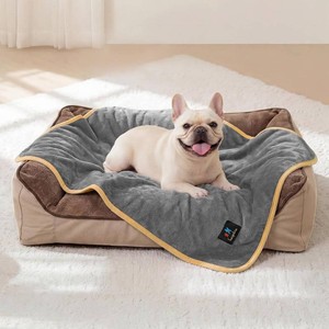 Luciphia Waterproof Pet Blanket, Washable Reversible Sherpa Fleece Throw  Liquid-proof furniture protector for bed and couch, soft reversible sherpa fleece for dogs, cats grey, S