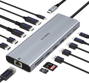 $55 14-in-1 USB C Docking Station 140W PD3.1 Triple Display 2.5G LAN  High-speed hub featuring DP1.4, dual 4K HDMI, 10Gbps SSD transfers & SDTF slots for MacBook Pro, Dell XPS, HP workstations