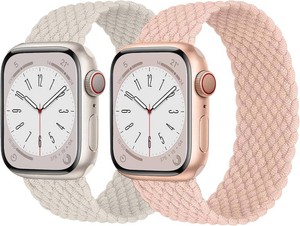 2 Pack Braided Solo Loop For Apple Watch Band 40mm 41mm 42mm 44mm 45mm 46mm 38mm 49mm Ultra 3 2 Women men,Stretchy Woven Nylon Elastic Strap Wristbands For iWatch Series 11109876543SE 2SE 3