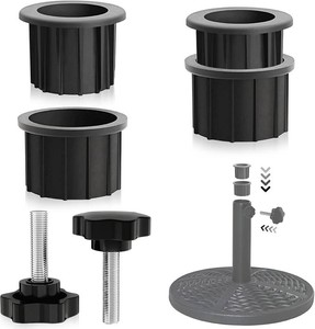 CYG&CL 2 Sets Patio Umbrella Base Hole Ring Plug Cover Stand Replacement Parts Black Base Insert Pole Fastening Cap for Old Heavy Umbrella Base
