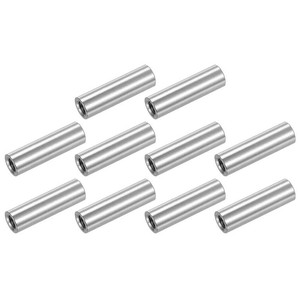 uxcell M8x1.25mm Round Coupling Nuts, 10 Pcs 304 Stainless Steel Connector Nuts Fasteners Rod Bar Stud 40mm for Industrial Construction Fasteners, Silver