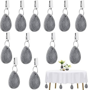 12 Pcs Tablecloth Weights Tablecloth Pendant Teardrop Heavy Table Stone Cover Weights Hangers with Metal Clips for Outdoor Picnic Garden Dinner Table Cover Decoration