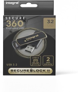 Integral 16GB Secure 360 Encrypted USB3.0 Flash Drive (256-bit AES Encryption)