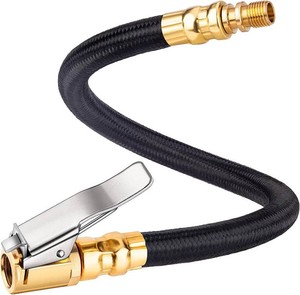 LUMITECO 12 Tire Inflator Extension Hose, Tyre Pump Clip-On Air Chuck Adapter for Quick-Inflation Lock, High-Pressure Tube Quick Connect for Car Motorcycle Bicycle Maintenance Accessories
