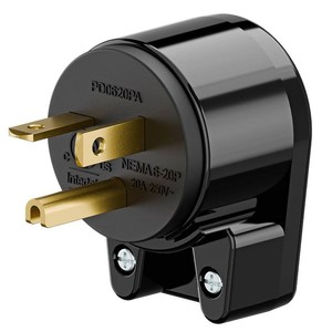 Right Angle NEMA 6-20P 20A 250V Plug, WINXUS T-Blade Industrial Plug  Easy Assembly - 20 Amp 250 Volt 3-Prong Male Angled Adapter, Rotatable Connector for USA Canada