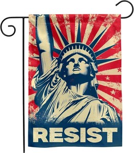 Resist Garden Flag Double Sided 12x18 Inch Flag,Statue of Liberty Political Banner for Outdoor Decor,Pro Womens Rights,Anti-Racism Anti-Hate Message,Yard,Porch,Patio Decor