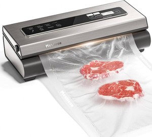 $78 Mesliese 6in1 Vacuum Sealer, DryMoist Modes, 2 Bag Rolls & 5 Pre-cut Bags  Silver, 90kPa Compact Vacuum Food Sealing System, Stainless Steel Panel, Smart Suction, External Vacuum for Jars, Cutter, ETL