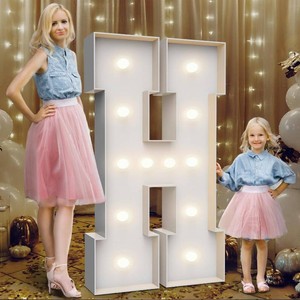 $32 4FT Light Up Marquee Letter H - Large Foam Board Mosaic Kit  Includes Stand and Weighted Water Bag for Wedding, Birthday, Anniversary and Baby Shower Party Decoration