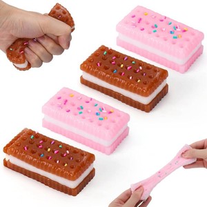 Vodolo 4 PCS Silicone Stress Relief Squishy,Cookie Sticky Taba Squishy Fidget Toys Adults,Ultra-Soft Squeeze Toys,Fun Silicone Enjoy Decompression Toy,Soft and Relaxing Squeezing Toy