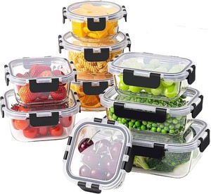 $30 HOMBERKING 18 Piece Glass Food Storage Containers with Lids, Glass Meal Prep Containers, Airtight Lunch Bento Boxes, BPA-Free & Leak Proof, Oven, Freezer and Dishwasher Safe (9 lids & 9 Containers)