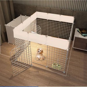 $49 Dog Playpen Indoor with Door, DIY Puppy Play Pen Portable Metal Wire Yard Fence Small Animal Exercise Cage for Big-Sized Dog (White(Big