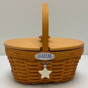 Collectible Longaberger Century Celebration Collectors Club Edition Fruit Basket With Porcelain Tag, Wooden Lid And Liner 6 x 11