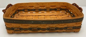 Collectible Longaberger 1996 Collectors Club Small Serving Basket With Leather Handles 12 x 16
