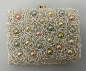 Vintage 1960s Beaded And Pearl Clutch Purse 3.5 x 4