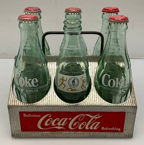 1950s Coca-Cola Aluminum Caddy With 6 Coke Bottles