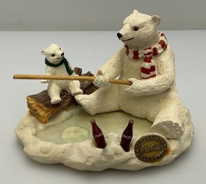 Vintage Coca-Cola Heritage Collection Gone Fishing Polar Bears Figurine 4 x 5.5