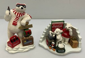 Vintage 1996 & 1999 Coca-Cola Heritage Collection Limited Edition Collectors Society Member Figurine Bear Figurines