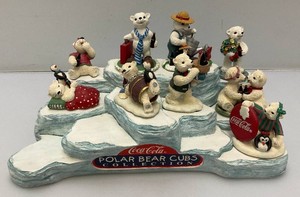 RARE Hard To Get Coca-Cola Iceberg Store Display For Coke Polar Bear Cub Figurines All But Three