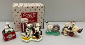 Misc. Vintage Collectible Coca-Cola Bear Cub Figurines One With Original Box