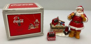 Vintage Collectible Miniature Coca-Cola Santa With PresentsTrinket Box In Original Box