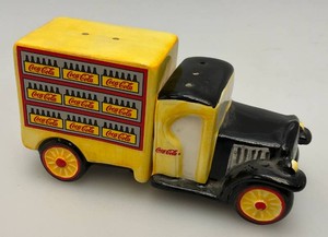 Vintage Collectible Miniature Coca-Cola Delivery Truck Salt & Pepper Shakers (Hairline On Back)