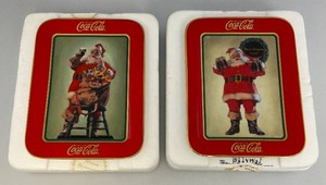 Two Limited Edition Coca-Cola Collectible Franklin Mint Heirloom Recommendation Collectors Porcelain Tray Plates One A Coca-Cola Christmas And Hospitality