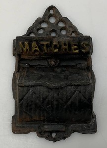 Vintage Cast Iron Wall Match Safe