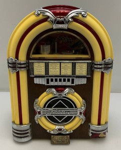 Miniature Collectible CROSLEY Collectors Edition AMFM And Cassette Player Juke Box (Radio And Cassette Works) But Lights Dont Small Chipped Piece On Lower Right Corner