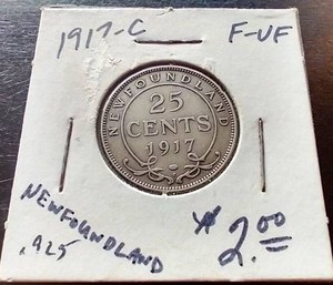 1917 Newfoundland Silver 25 Cents