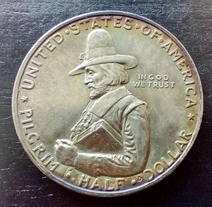 Rare 1920 Pilgrim Commemorative Silver Half Dollar