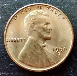 Beautiful Uncirculated Red 1954-S Wheat Penny