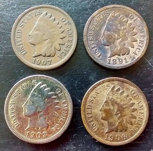 (4) Indian Pennies