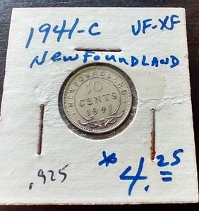 1941 Newfoundland Silver 10 Cents