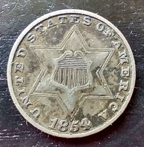 1854 Silver 3 Cent Coin - Awesome