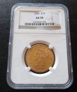1899 Gold $10 Coin - NGC AU58