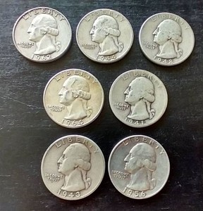(7) Silver Washington Quarters