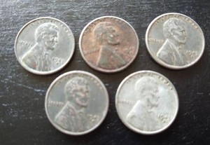 (5) 1943 Steel Pennies