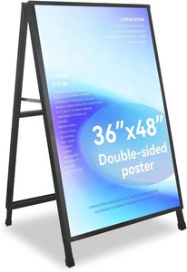 A Frame Sign 36x48, Heavy Duty Double-Sided Metal Sidewalk Sign, Frame Only  Easy Poster Changes, Assembly Required, Foldable Design, Boards Not Included