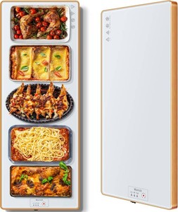 Electric Warming Tray,Extralong 40x12,Tempered Glass Warming Mat for Food  Keep Food Warm,Food Warmers For Parties Buffet Daily Gatherings,Temperature Adjustable,With Thermostat,Full Surface Heating