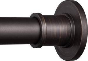 Industrial Shower Curtain Rod - Never Rust Non-Slip 43-72 Inch Stainless Steel, Bronze, Painted-gold Finial