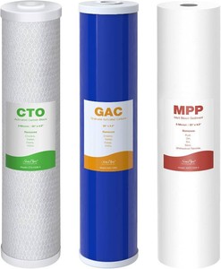 $130 SimPure 3-Stage 20 x 4.5 Whole House Water Filter Replacement  (PPGACCTO) 5 Micron Sediment and Carbon Filter Set, for DB20P-3, DGD-5005-20, GAC-20BB, FC25B, 1 Set