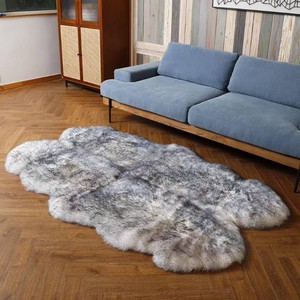 $196 LLB Genuine Sheepskin Area Rug Wool Rug Fur Carpet Fluffy Shaggy Fur Rug for Living Room Kids Bedroom Real Sheepskin Throw Lambskin Rugs Sofa Mat Chair Seat Covers (Snow Grey, 4 x 6 ft Sheepskin)