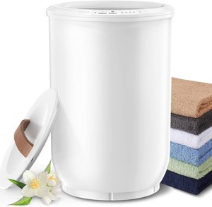 Large Towel Warmer for Bathroom - Heated Towel Warmers Bucket, Wood Handle, Auto Shut Off, Fits Up to Two 40X70 Oversized Towels, Bathrobes, Blankets, for Mothers Gifts, White