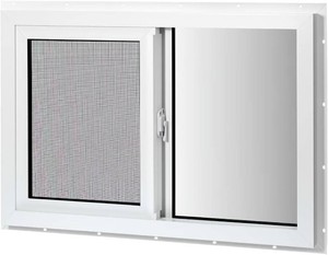 $140 Vinyl Basement Sliding Window, 32 x 22 White  Removable Glass Pane, Double Pane Insulated Tempered Glass, and Mesh Screen for Basement Bathroom Home RV Garage