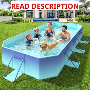 $130 HeySplash Foldable Pool Swimming Pool 114 70 19, Ice Blue  Non-inflatable Swimming Pool with Rigid Puncture-Proof Hard Composite Board, Kiddie Pool for Outdoor Backyard Garden Dog Pool